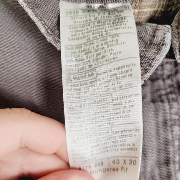 Carhartt Mens 100% cotton faded brown paint splatter lined jeans size 40x30 - Picture 3 of 5